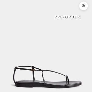 ESSĒN Black Leather Flat Evening Sandal CBK Quiet Luxury Minimalist